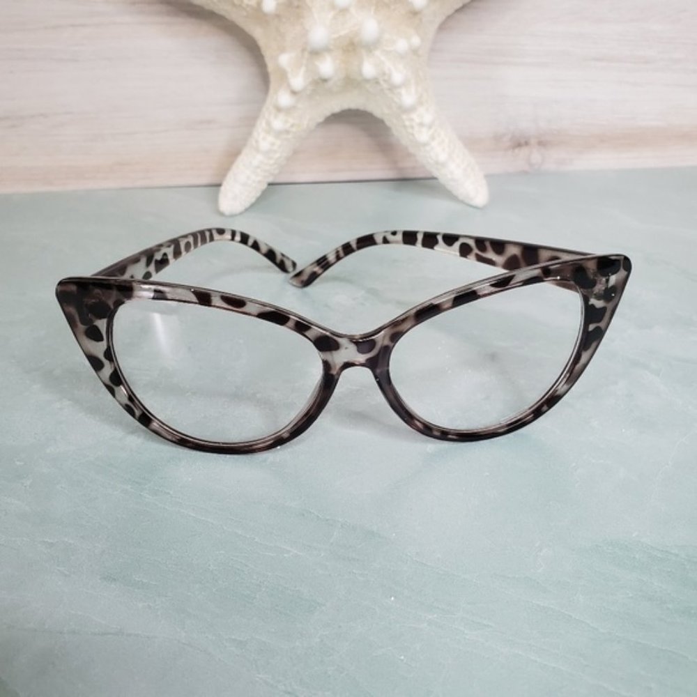 New! Brown Cat Eye Clear Glasses - Picture 3 of 5